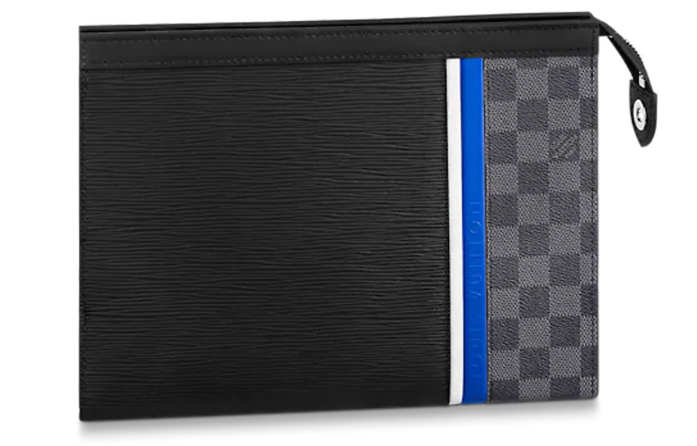 LOUIS VUITTON Leather Handheld Toiletry Bag Medium Men"s Black