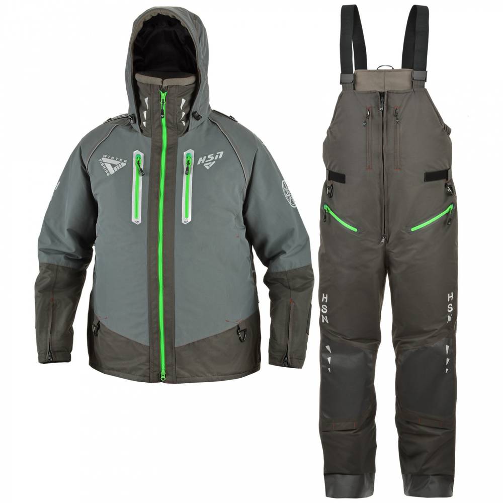 Костюм-поплавок мужской зимний "Rescuer IV prosport"-45, hardguard, серый (зеленые молнии), ХСН