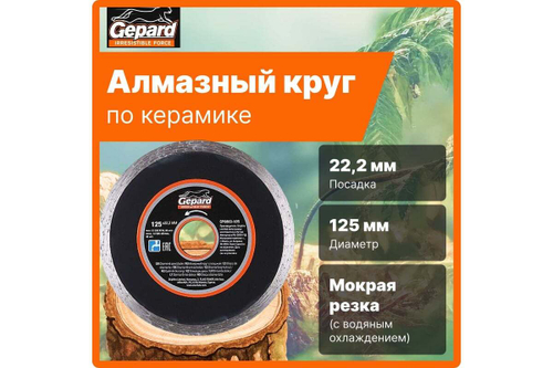 Круг алмазный сплошной по керамике 125x22 мм Gepard GP0803-125