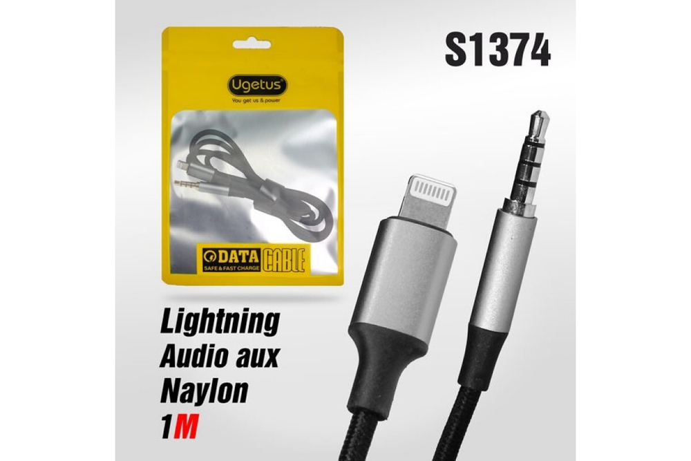 Аудио Адаптер UGETUS UG05 Lightning - 3.5mm AUX (черный)