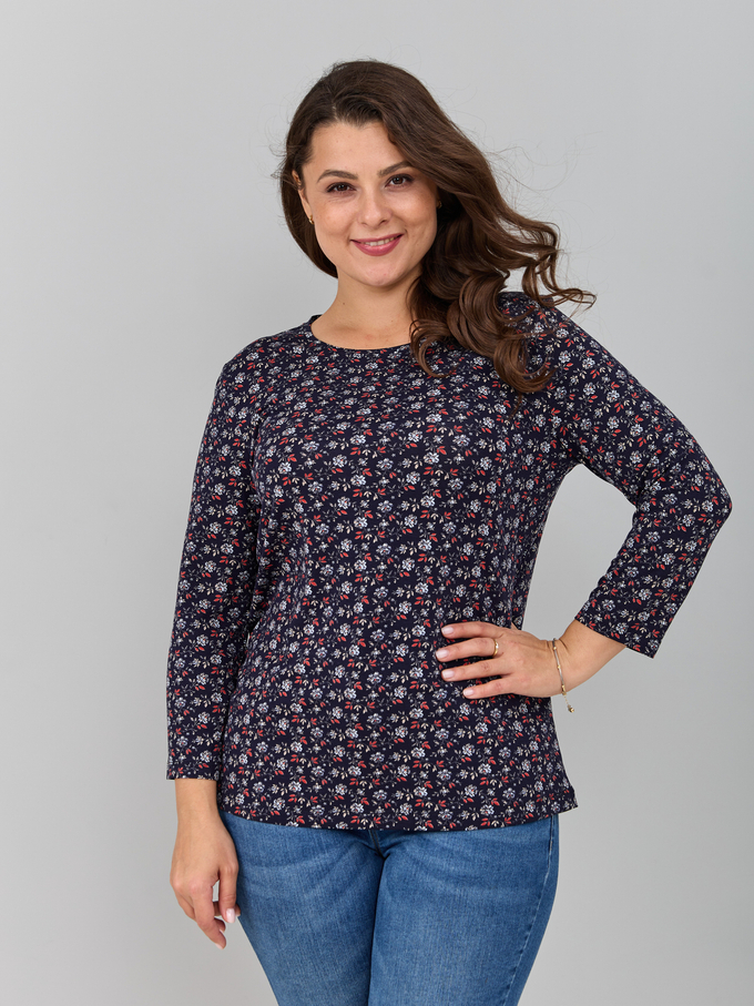 Лонгслив Лнв-306/синий-краснаяветочка