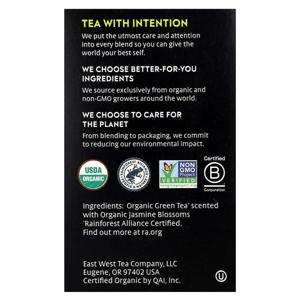 Choice Organic Teas, зеленый чай, зеленый жасмин, 16 чайных пакетиков, 24 г (0,85 унции)