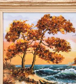 AMB-03/54 Картина «Красота природы» (с янтарной крошкой) H-32см