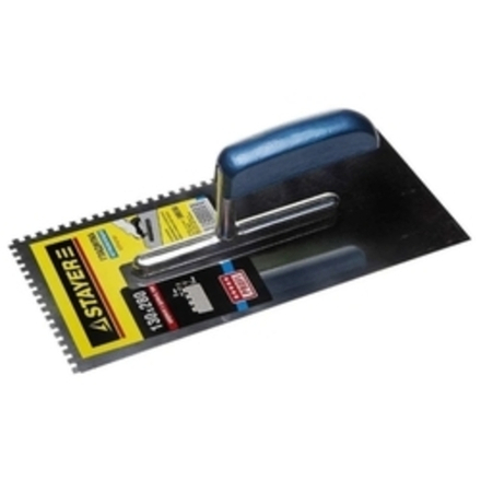 Гладилка нержавеющая с деревянной ручкой, 130х280мм с зубцами 8х8мм