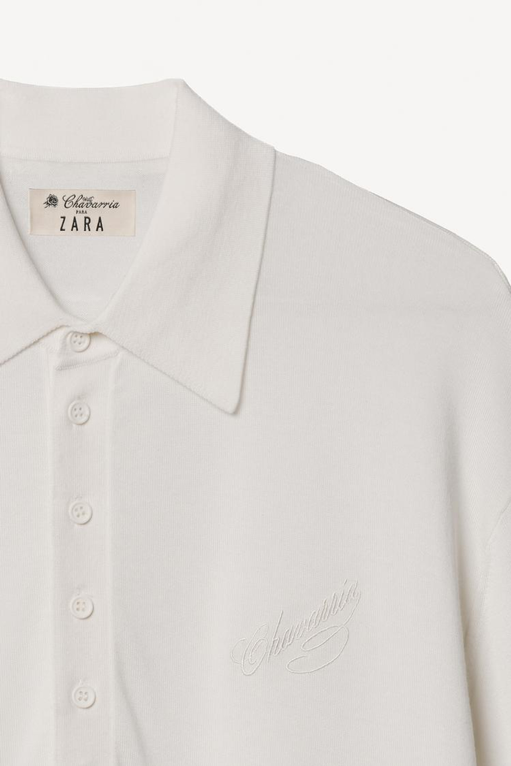 ZARA X WILLY CHAVARRIA ТРИКОТАЖНОЕ ПОЛО, ЭКРЮ