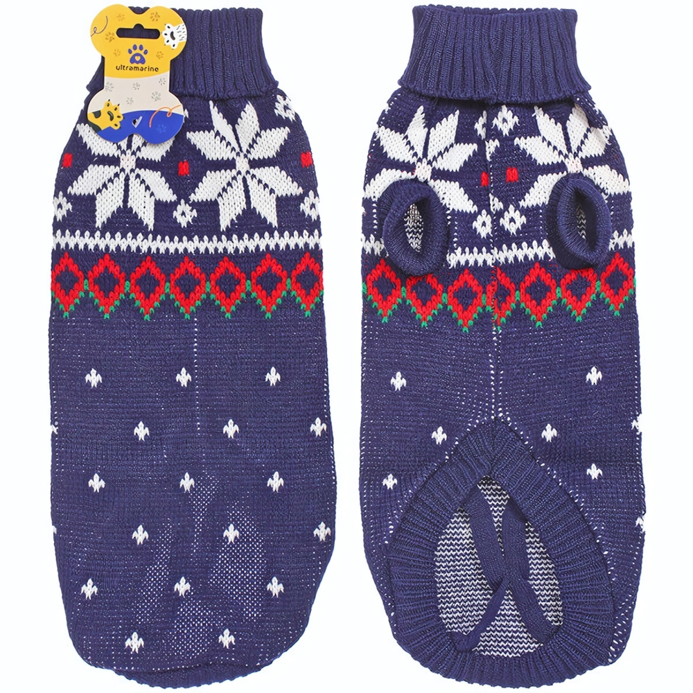 Кофта - свитер для мелких пород собак и кошек «BRO Style», снежинки, цвет синий, р L