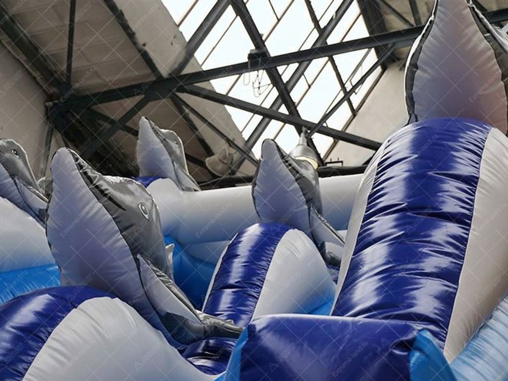Батут-горка "Дельфины 2" с барьером