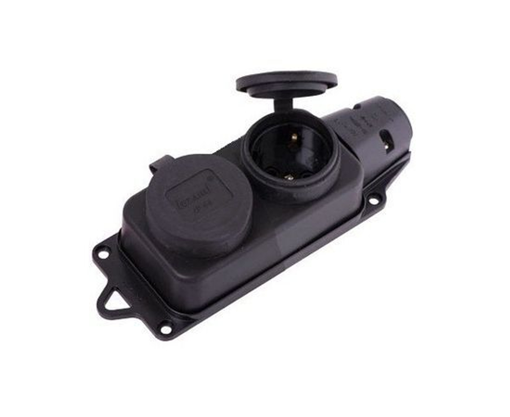 Колодка РП 16-232 ОУ двойная 2 гн. с загл. каучук 2P+PE 1x16 220-240V IP44 Витебск (РБ)