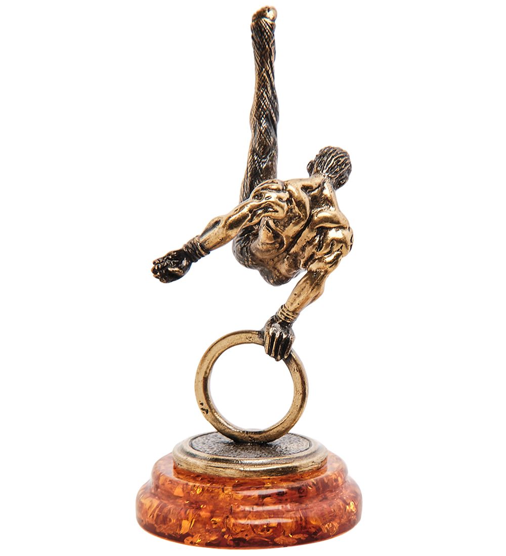Народные промыслы AM-3206 Фигурка «Гимнаст на кольце» (латунь, янтарь)