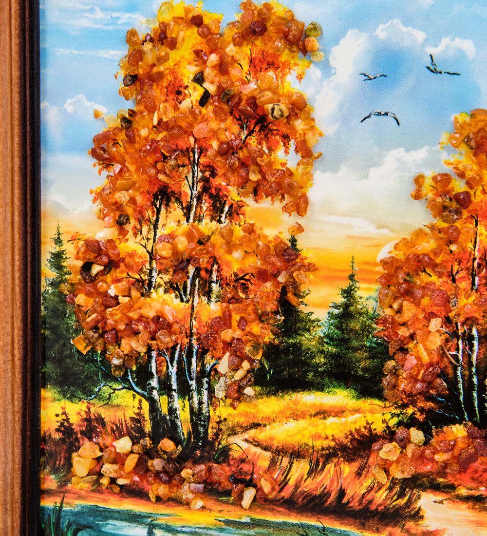AMB-74/ 7 Картина «Красота природы» (с янтарной крошкой) дер.краш.рамка 12х15