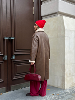 Дубленка миди шоколад