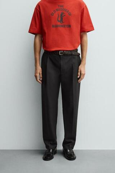 ZARA БРЮКИ СО СКЛАДКАМИ, СЕРЫЙ