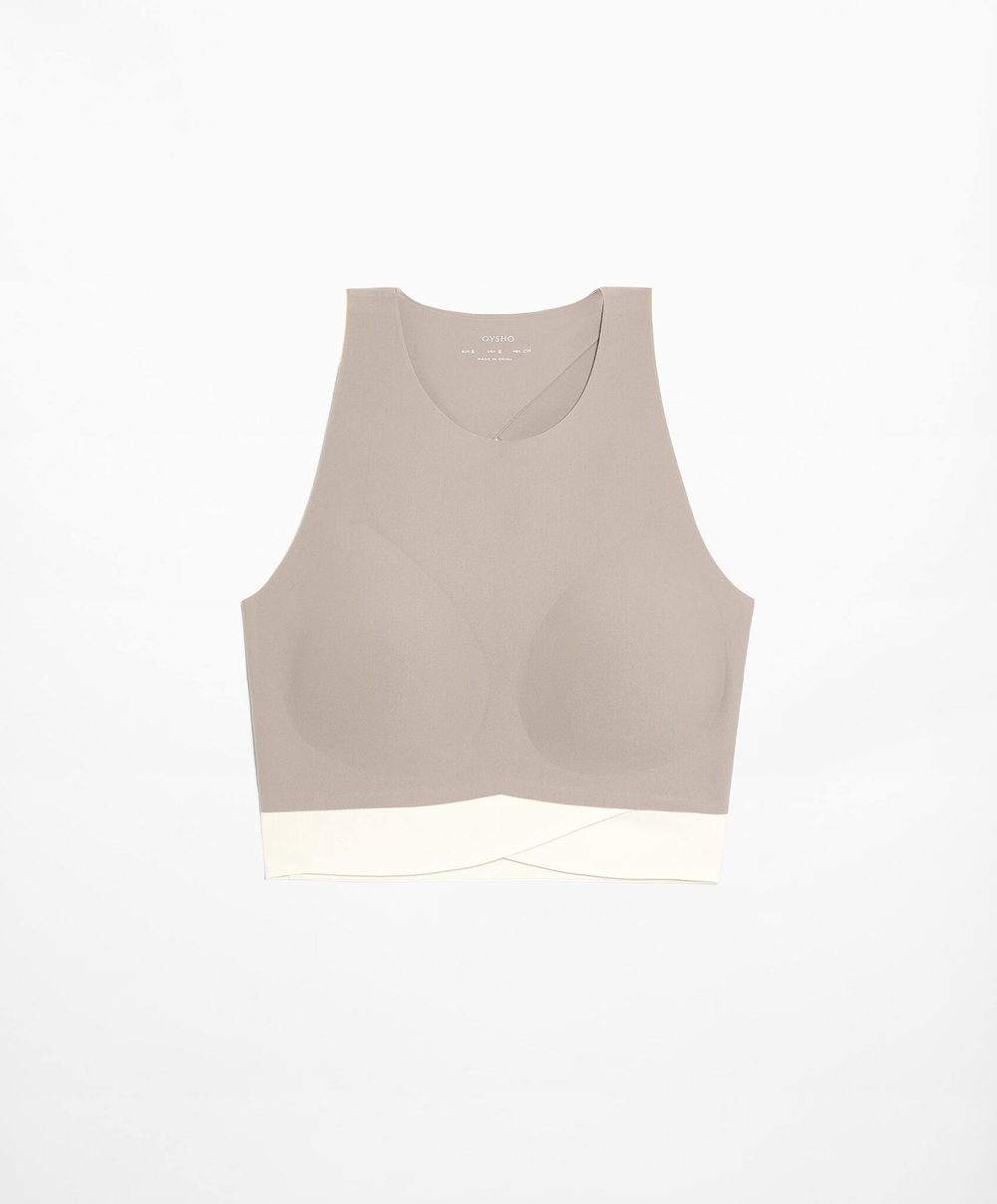 Oysho Топ-майка Perfect-Adapt, серо-коричневый