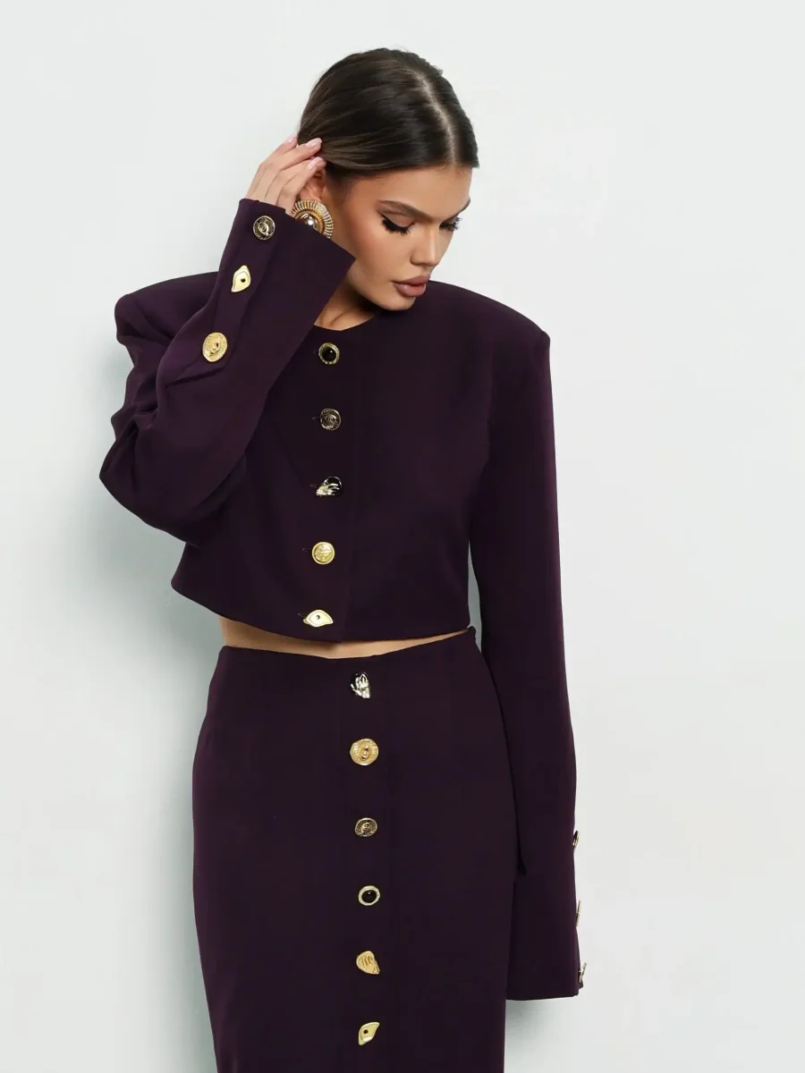 Жакет с декоративными пуговицами, Фиолетовый