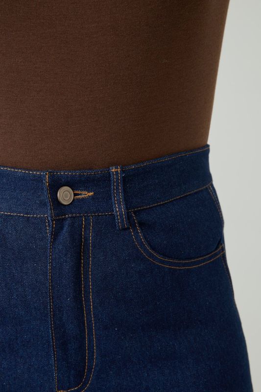 Джинсы Wide leg со вставками, темно-синий