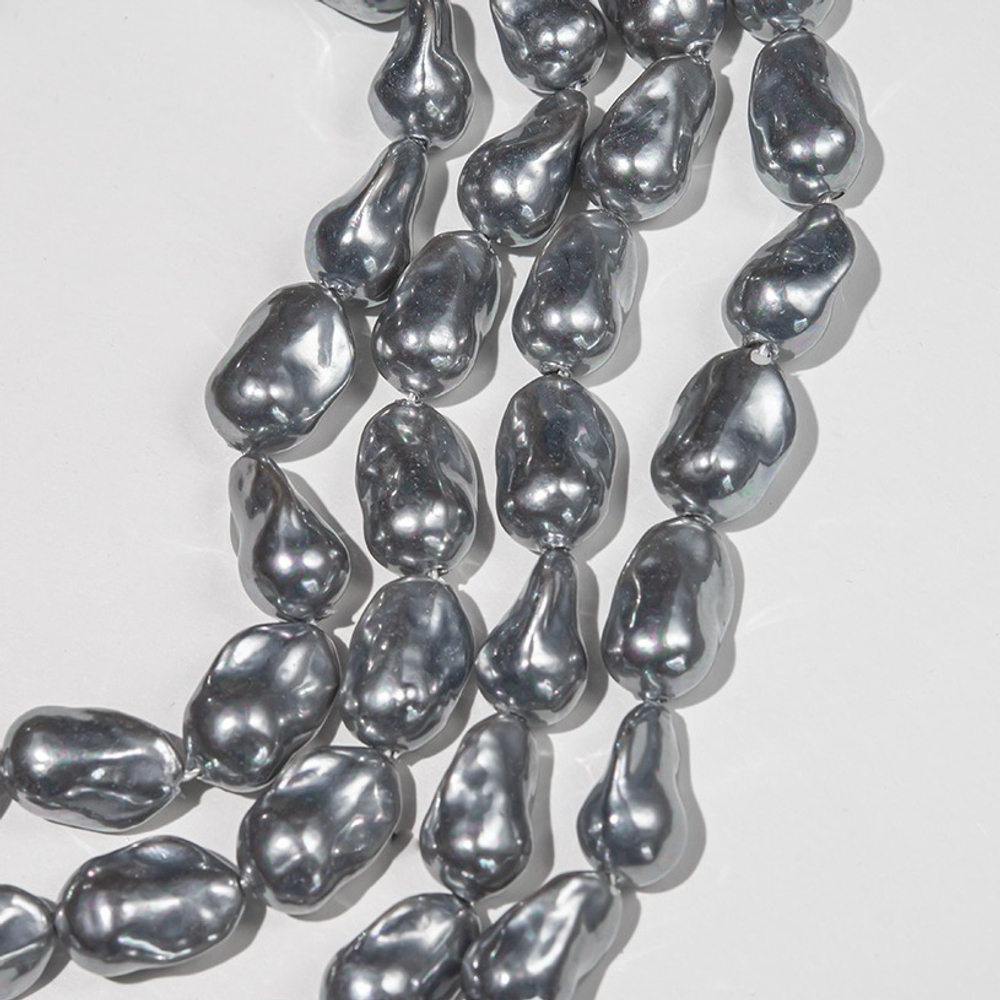 Хрустальный жемчуг в форме барочной жемчужины, серый 19*11,5мм