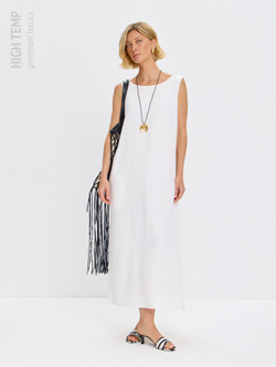 Льняной сарафан макси с карманами