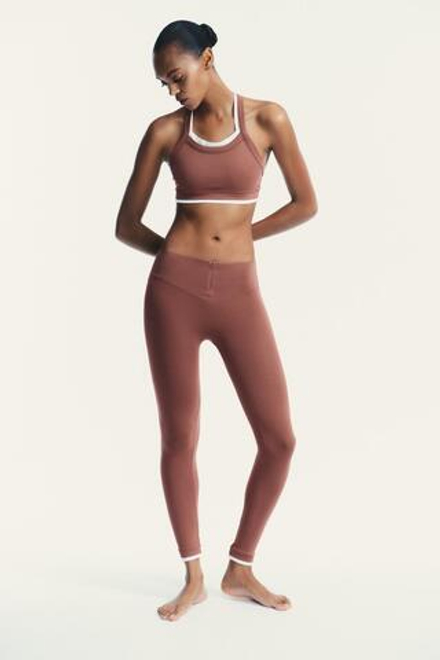 ZARA СПОРТИВНЫЙ ТОП С ЭФФЕКТОМ ДВОЙНОГО, МЯГКИЙ РОЗОВЫЙ