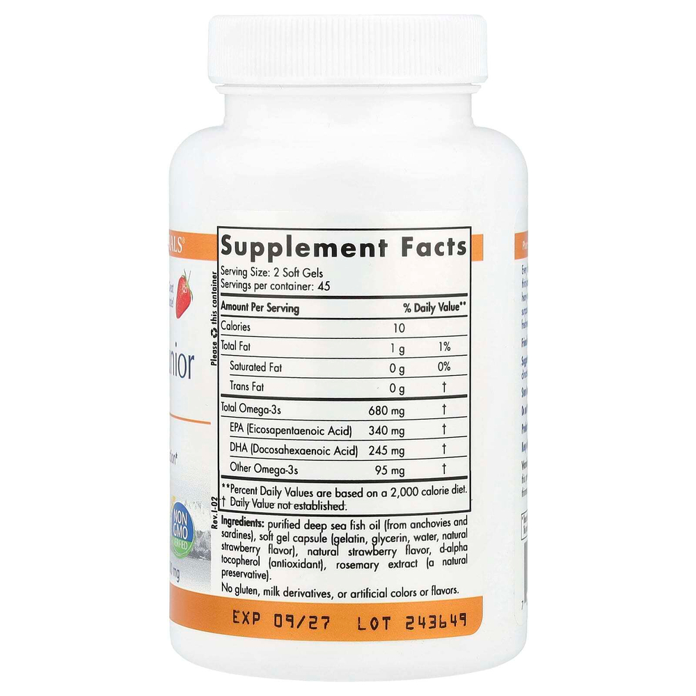 Nordic Naturals, ProOmega® Junior, для детей от 5 лет, клубника, 90 капсул (340 мг в 1 капсуле)