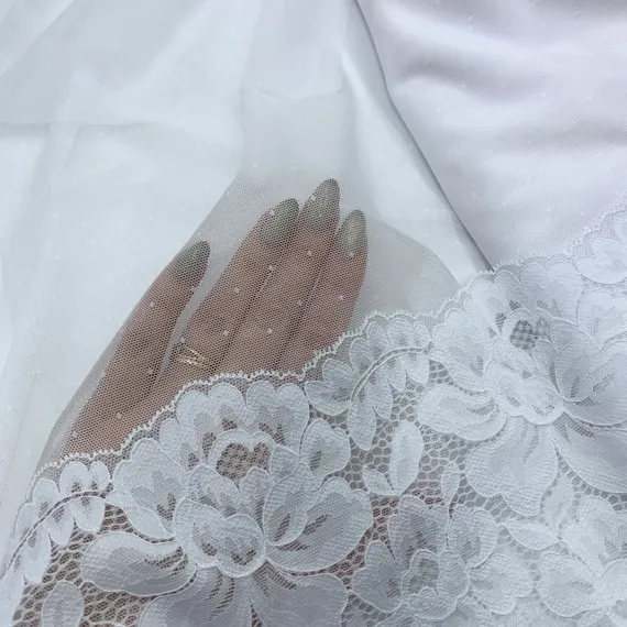 Кружево эластичное белое 22 см, Китай