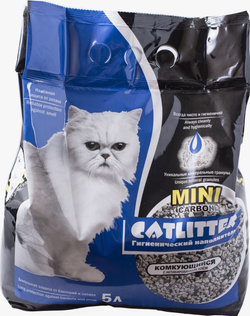 CATLITTER carbon Mini 5л. комкующийся с активированным углем