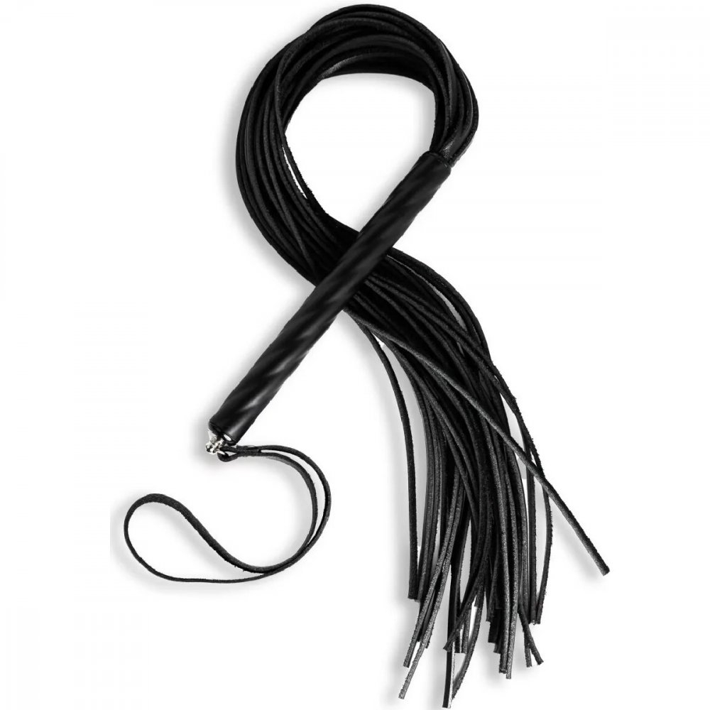 Плеть с черной витой ручкой кожа черный 60 см