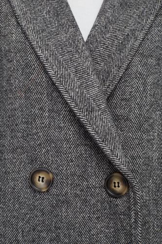 Двубортный темно-серый пиджак из шерсти