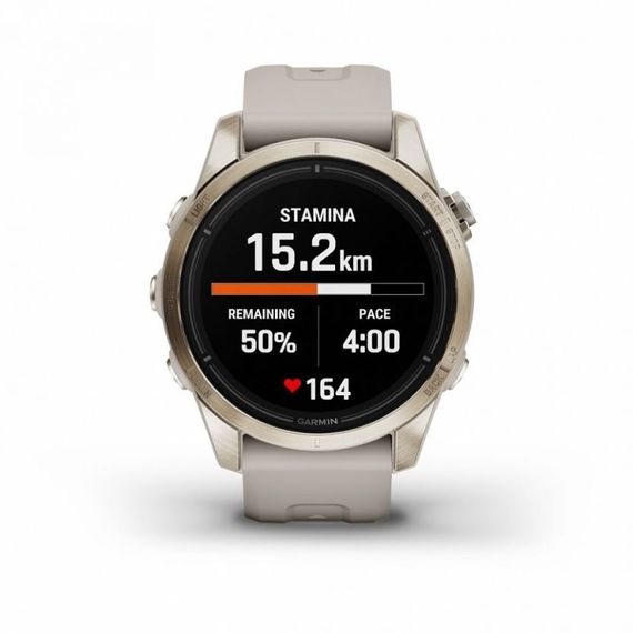 Garmin Epix Pro Gen 2 Sapphire 42 мм — золотистые умные часы с песочным ремешком