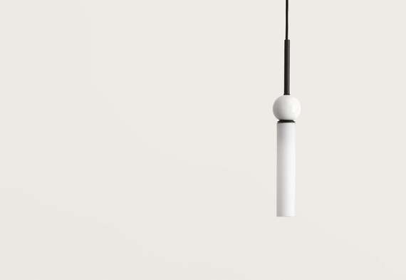 Подвесной светильник Delie черный металл - белый мрамор