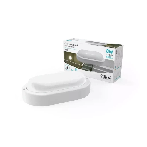 Св-к Gauss LED Elementary ЖКХ 8W 680lm 4000K 160-260V IP65 160*90*46мм белый овал 161411208