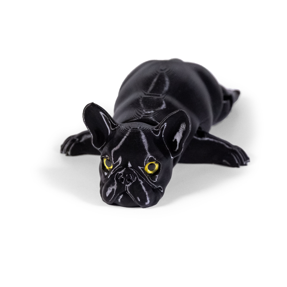 Мини французкий бульдог лежачий, 3D игрушка-антистресс, 11 см., чёрный