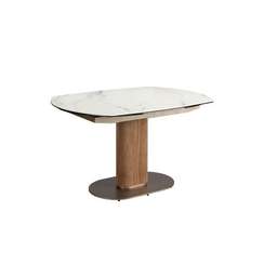 Раздвижной обеденный стол 1165 из ореха и белой керамики