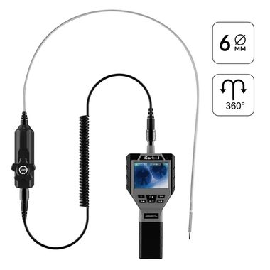 Видеоэндоскоп управляемый, 3.5", 1Мп, 1280x720, 1м, 6мм, 360° iCartool IC-V202