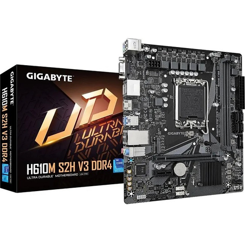 Материнская плата Gigabyte H610M S2H V3 DDR4 (LGA1700/H610/2xDDR4/PCI-Ex1/PCI-Ex16/M.2/SB7.1/GLAN/DisplayPort/HDMI/mATX)