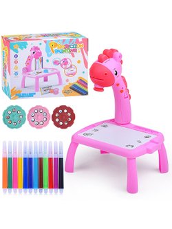 Доска для рисования Жираф с проектором (RFY222-6) розовая