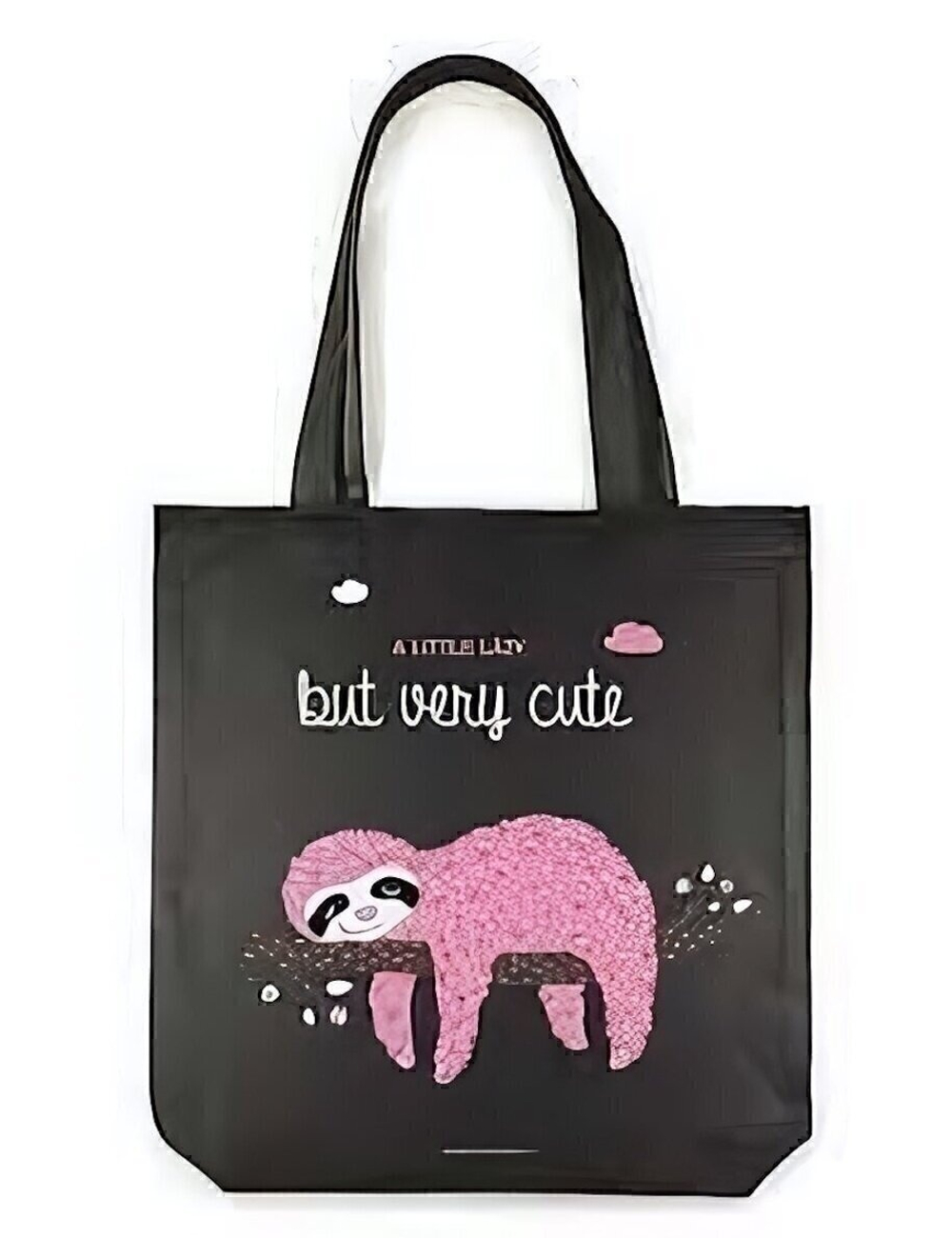 Сумка-шоппер 34х36см. черный "PINK SLOTH" (BrunoVisconti)
