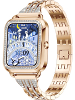 Смарт часы PARASMART Asteria i68 (блочный браслет со стразами, золотистый)