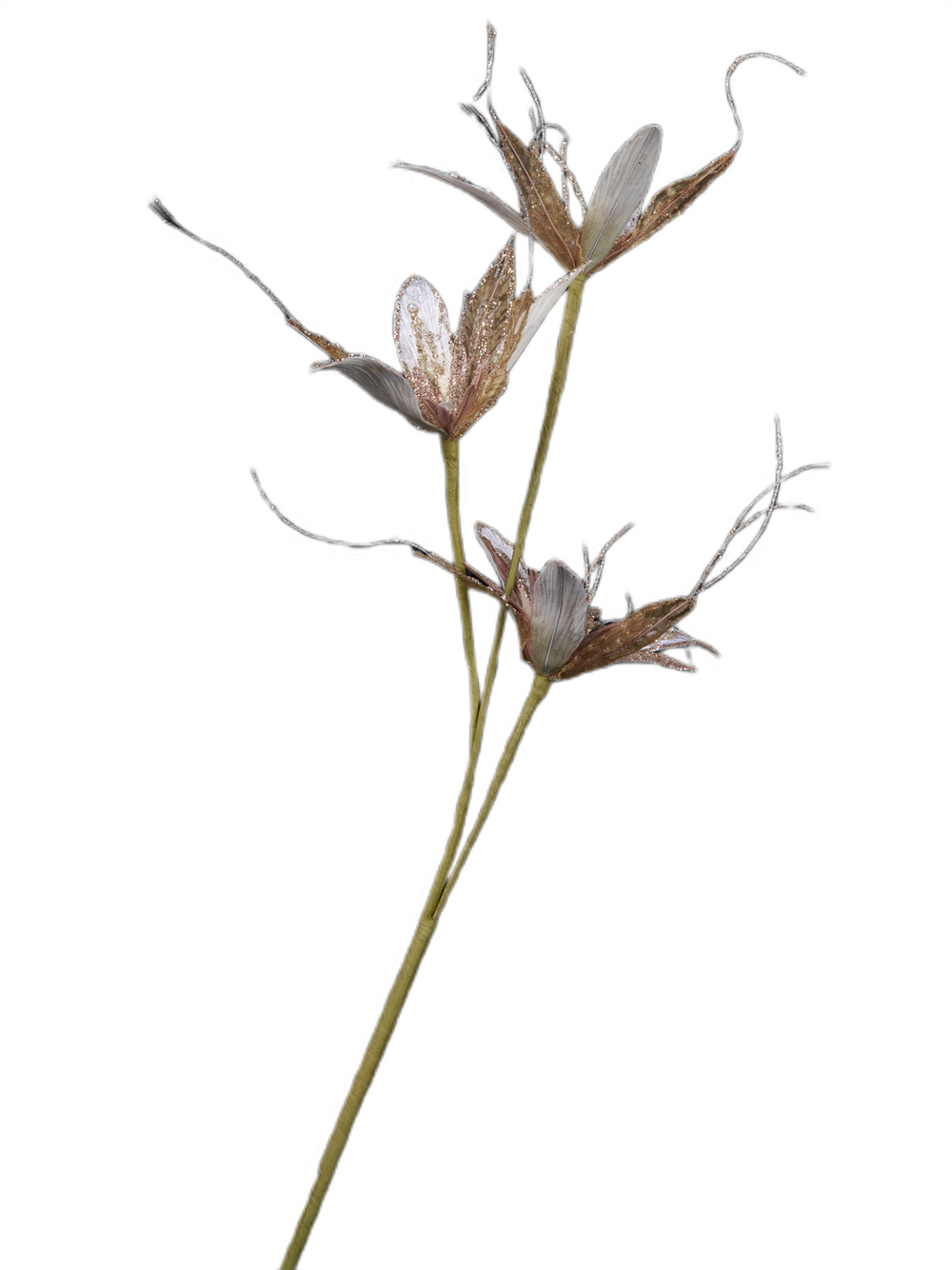 Веточка с цветами 18х53см ChristmasDeLuxe кремовая