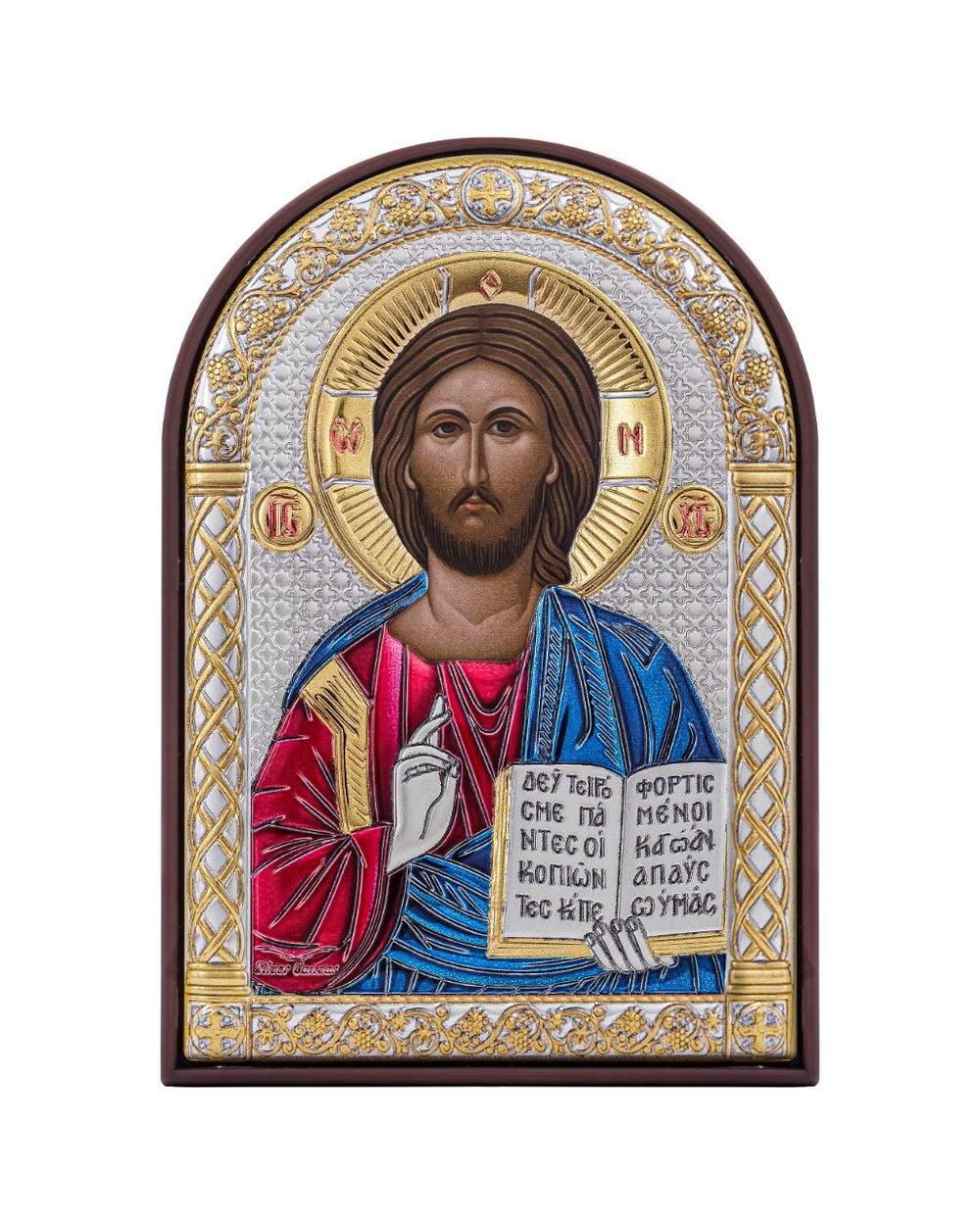 Спаситель, икона арочная, пластик коричневый, эмаль 80х115