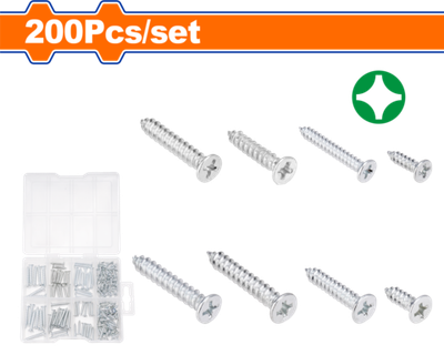 Набор саморезов с потайной головкой из 200 шт.