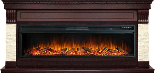 Каминокомплект Denver - Темный дуб / Бежевый с очагом Vision 60 LOG LED