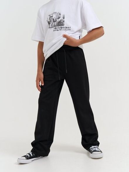 Брюки прямые для мальчика "Черные" 7+