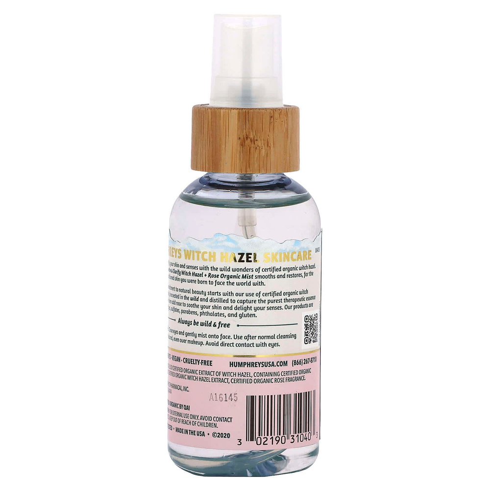 Humphreys, Witch Hazel, органический спрей с розой, 97 мл (3,3 жидк. унц.)