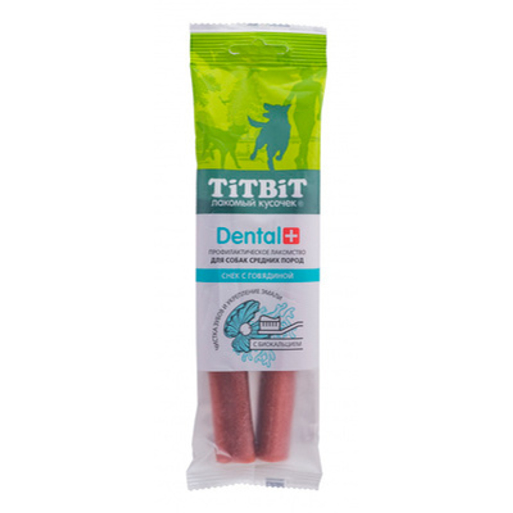 TiTBiT Жевательный снек Dental+ для собак средних пород, Говядина