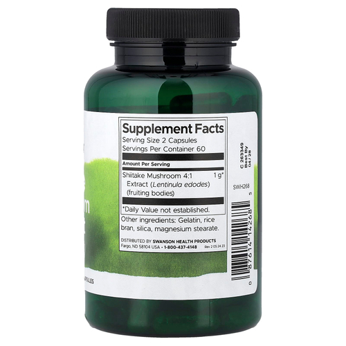 Swanson Vitamins, Экстракт грибов шиитаке, 500 мг, 120 капсул