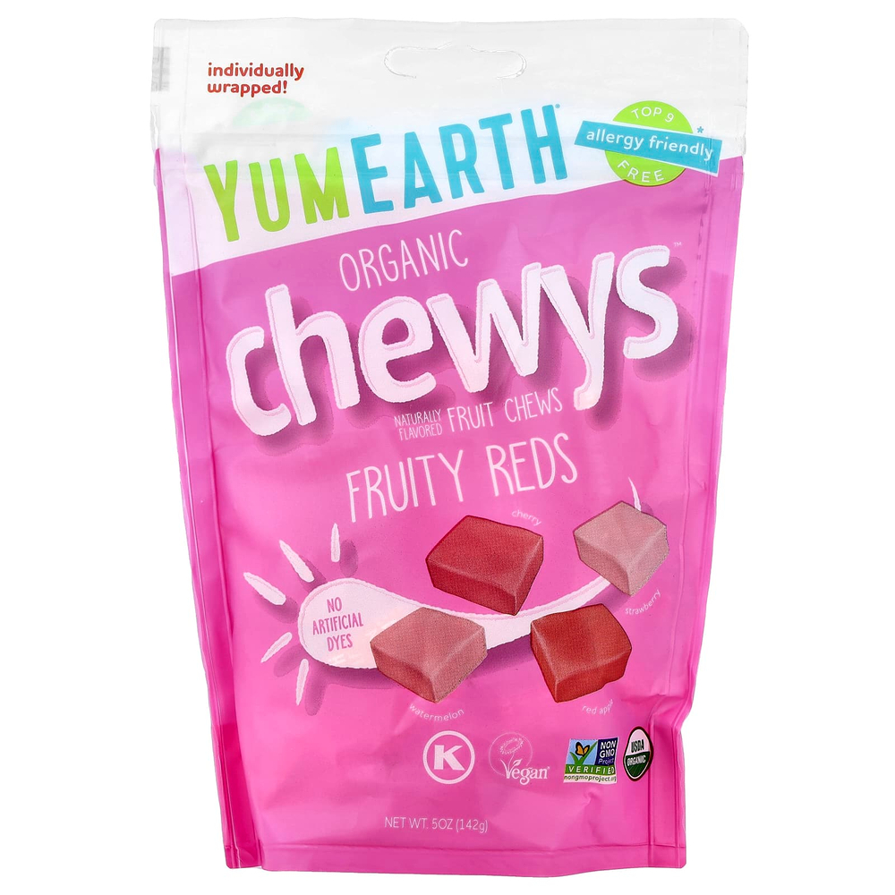 YumEarth, Organic Chewys™, фруктовые красные фрукты, 142 г (5 унций)