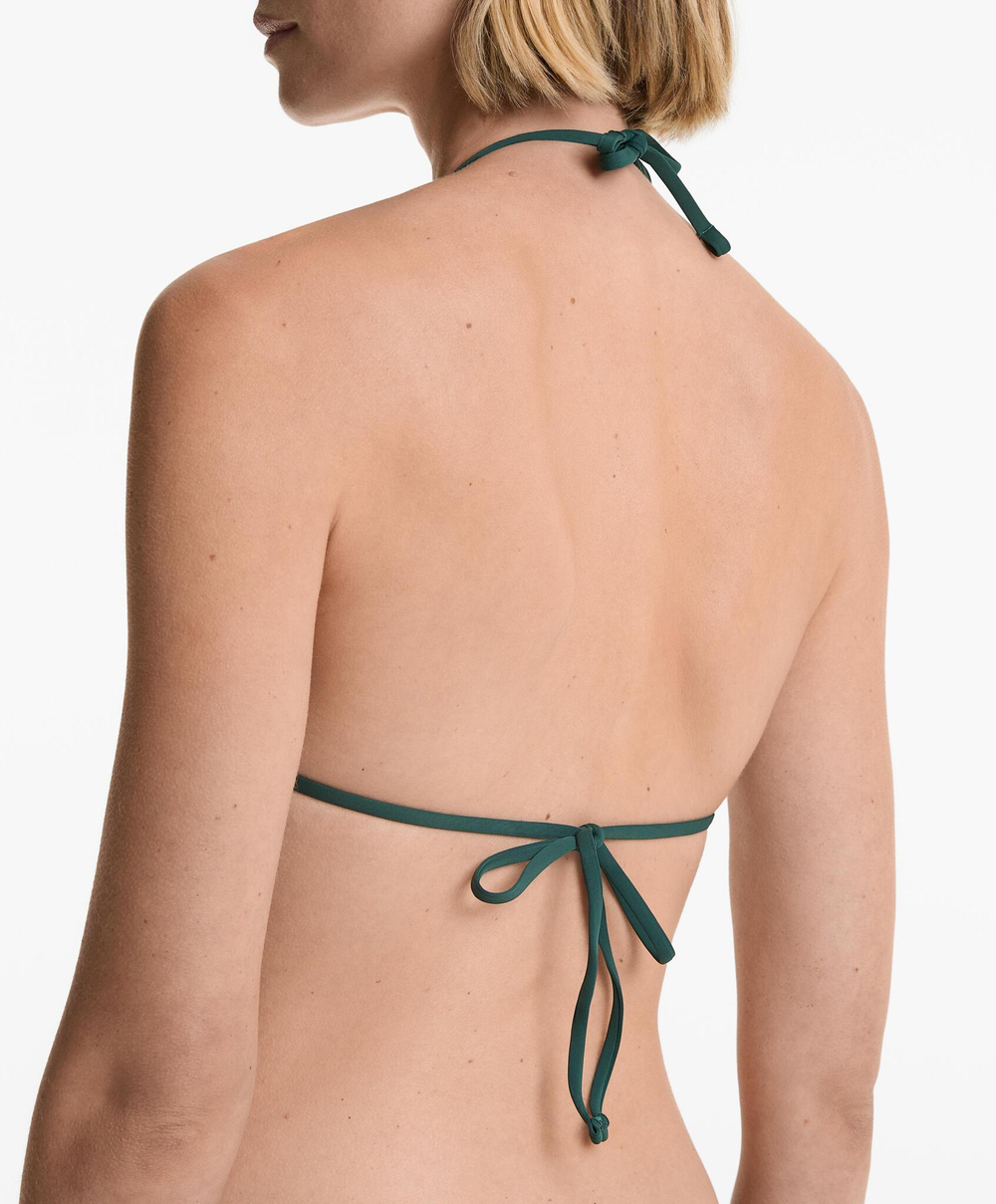 OYSHO Вязаный крючком треугольный топ бикини, зеленый