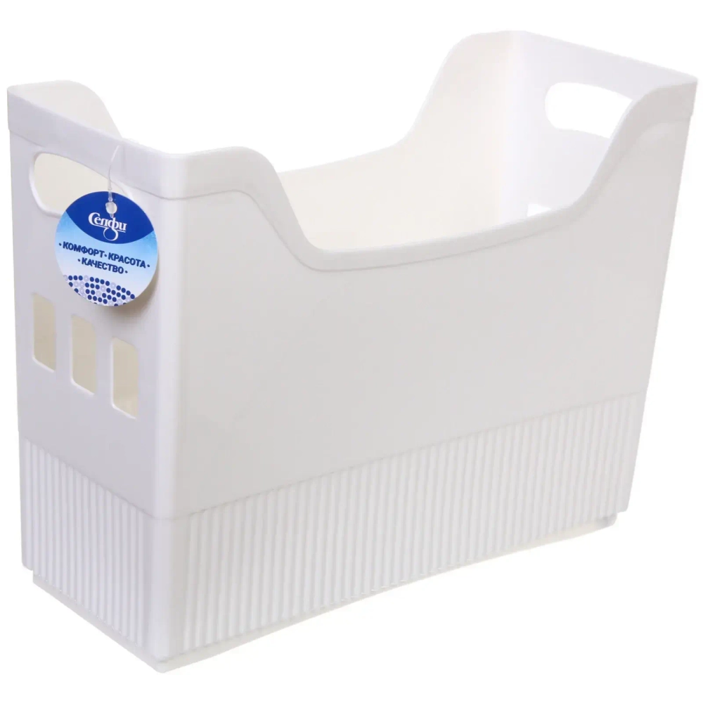 Лоток для хранения на двух колесиках «ШТОФТ», цвет белый, 34*14*25,5см (лейбл Селфи)