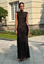 Платье с открытой спиной в горох Черный