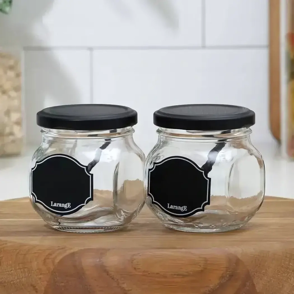 Набор стеклянных банок для продуктов 8шт, 200мл + 32 наклейки «LARANGE»
